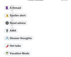 Status updates on Twitter will now include new status tags